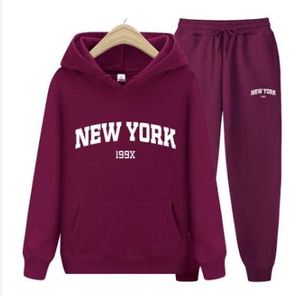 Sweat à capuche personnalisable sweat à capuche imprimé lettre avec pantalon de survêtement pour unisexe thème New York sweats ensemble de survêtement costume de meilleure qualité - Product Image 2
