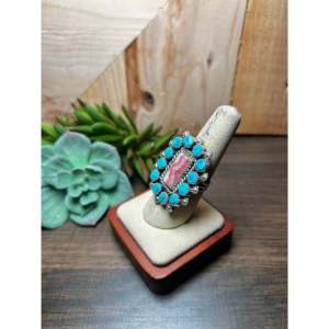 Navajo-<b>Crafted</b> Multi-Stone & Sterling Silver Ring Size 8 Cultural Collectible Jewelry - Product Image 3