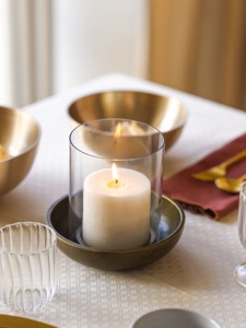 Lot de 3 bougeoirs votifs uniques en métal, couleur dorée, décoratifs pour la maison, bougeoirs faits à la main et personnalisés - Product Image 2