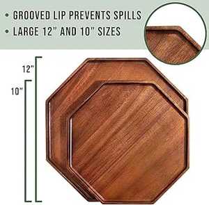 Assiette de présentation moderne en bois pour mariage et maison Design unique avec finition sculptée Assiette ronde en plastique Type de service à vaisselle sans danger - Product Image 3