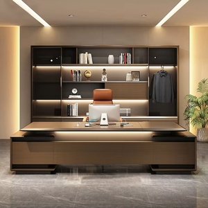 Modern Luxury Executive Office Table MDF Wooden CEO Desk Set Extendable Large Manager Desk with <b>Digital</b> <b>Lock</b> - Product Image 2