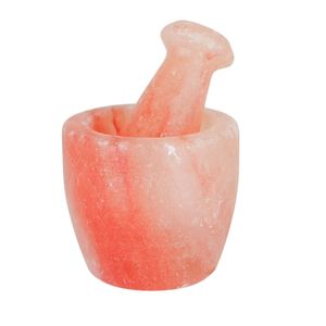 Juego de mortero y Maja de sal rosa, artesanías naturales multiusos para mezclar hierbas, semillas, especias - Product Image 6