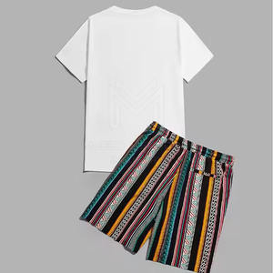 100% algodón hombres Slim Fit camiseta y conjunto corto Camiseta de manga corta y pantalones cortos conjunto para venta en línea - Product Image 2