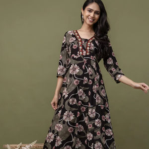 Robe longue de qualité supérieure séquence broderie travail côté Dori Handloom fabricant indien - Product Image 1