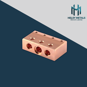 High Purity Copper Manifold VMC Machined Precision Drilled <b>Ports</b> and Threaded <b>Holes</b> for Gas Distribution Systems - Product Image 4