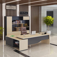 Bureau de direction moderne, bureau en L avec tiroirs et étagères, meuble d'affaires, poste de travail pour la maison et le bureau