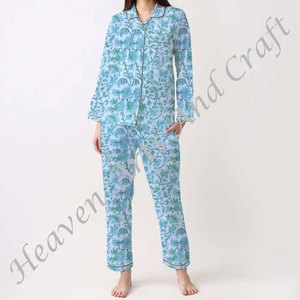 Bande de bloc de main indienne imprimée en coton vert pour femmes printemps/été Floral/personnage/lettre/motif/vacances/motif cocotier - Product Image 4