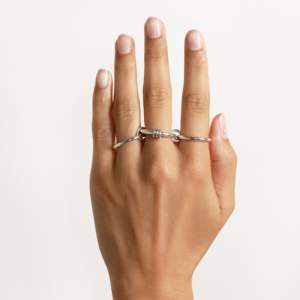 Declaración en negrita 14K oro sólido Multi Link conectado anillo de oro enclavamiento anillo conector enlace anillo regalo de cumpleaños para ella - Product Image 3