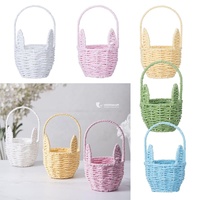 Panier tressé moderne personnalisé en forme d'oreilles de lapin de Pâques, écologique, en corde de papier, pour fleurs et rangement, disponible en OEM/ODM