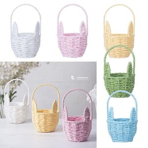Panier tissé personnalisé en forme d'oreille de lapin de Pâques, panier à fleurs et de rangement en corde de papier à main, OEM ODM personnalisable disponible - Product Image 4