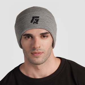 Gorro GA para hombre Peak Heather Grey con logotipo bordado en la parte delantera - Product Image 1
