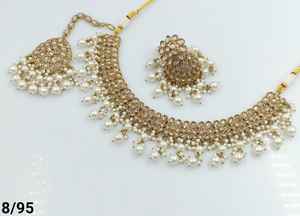 INDIAN TRADITIONAL and FASHIONABLE COPPER JEWELLERY <b>BRIDAL</b> WEDDING JEWELLERY <b>SET</b> for WOMEN EARRINGS and <b>NECKLACE</b> <b>SET</b> - Product Image 5