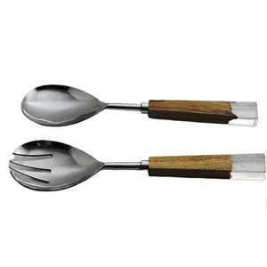 Juego de servidor de ensalada de 2 piezas hecho a mano, oro rosa y madera, fábrica india, tarifa directa, herramientas de ensalada Premium - Product Image 4
