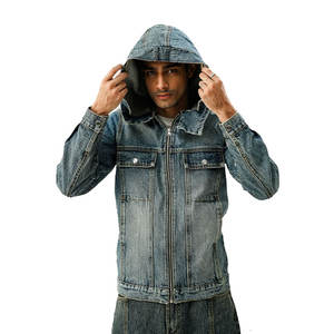 Veste en jean 100% coton de haute qualité pour hommes Style décontracté avec couleur unie et logo avant veste d'hiver mince avec poche - Product Image 3