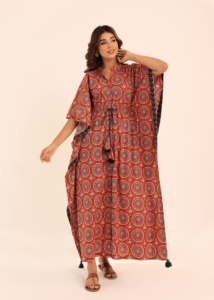 Rich <b>Brown</b> Women's Waist <b>Tie</b> Style Dress with Woven Weaving Button Decoration Flattering Fit Big Sizes Exuding Timeless Charm - Product Image 2