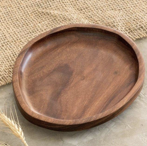 Assiette en bois d'acacia rustique Dessert café thé plat de service assiettes à bijoux en bois vaisselle mini plateau en bois d'acacia - Product Image 1