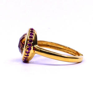 อัญมณีซิทรีนชุบทองสเตอร์925ทันสมัยสำหรับผู้หญิงแหวนคลาสสิก - Product Image 3