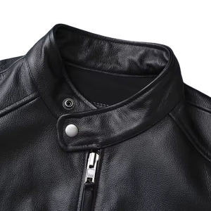 Chaqueta Bomber Negra de Cuero Sintético con Bolsillos con Cremallera para Hombre, Invierno, Cortavientos, Transpirable, Casual, Holgada, Venta al por Mayor - Product Image 4