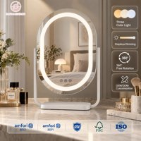 Miroir de maquillage de table ovale en aluminium de 3 mm avec luminosité réglable, cadre en fer, adaptateur 12V, fournisseur de miroirs LED