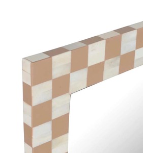 Miroir mural design en incrustation d'os Cadre de boîte décoratif marron et blanc pour intérieurs de luxe à faible coût - Product Image 2