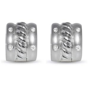 Lab-Grown Diamond Accented Huggie Earrings in 14k White <b>Gold</b> 0.20ct <b>Hoop</b> Earring Diamond Huggie For Wedding & Daily Wearing - Product Image 3