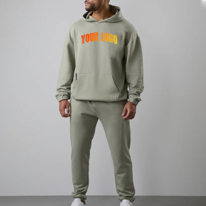 Survêtement à capuche pour homme 100% coton, coupe longue, décontracté, avec logo imprimé sur le devant, respirant, coupe classique, style automne - Product Image 1