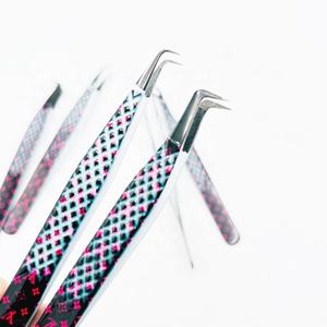 Pinzas profesionales para pestañas personalizadas con etiqueta privada, agarre de diamante de acero inoxidable sólido, Plasma negro puntiagudo, cuidado Personal a granel - Product Image 5