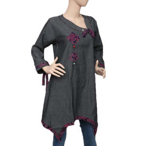 Kurti con cuello cruzado en V para mujer - Multicolor - Product Image 1
