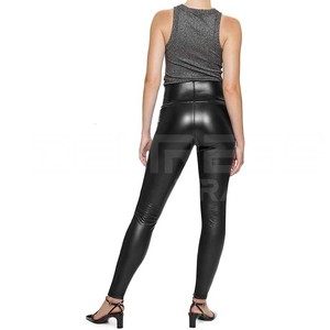 Leggings de cuero de cintura alta personalizados para mujer Ropa de gimnasio y deportes con el último diseño Estilo frontal plano de invierno - Product Image 5