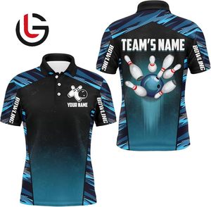 Polo de bolos con estampado personalizado para mujer 100% poliéster Spandex 180 200 gramos de peso transpirable buen azul negro diseño de moda - Product Image 1