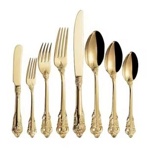 Luxury Satin Finish Metal Cutlery Set Contemporary Stainless Steel Spoon Fork Knife Flatware for <b>Home</b> Restaurant and <b>Gifts</b> - Product Image 1