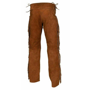 Pantalones de cuero marrón genuino para hombre, moda de alta calidad, vaquero, cuero genuino marrón, Occidental - Product Image 6