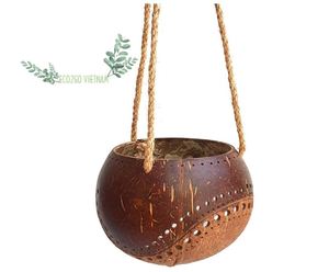 La maceta de cáscara de coco/las macetas colgantes de cáscara de coco pueden personalizar el tamaño y el embalaje con alta calidad de Eco2go Vietnam - Product Image 1