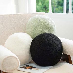 Almohada de felpa con bola redonda de algodón hecha a mano estética para decoración del hogar, sofá, dormitorio, sala de estar, oficina, cojines de esfera decorativos - Product Image 3