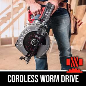 Kit de scie circulaire sans fil à entraînement par vis sans fin de 10-1/4'' avec 2 batteries pour la découpe du bois et du métal, qualité industrielle, alimentation électrique DIY - Product Image 5