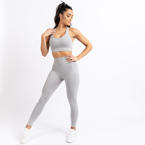 Conjuntos de ropa deportiva sin costuras para mujer Reversible de alta calidad, 2 uds personalizados, ropa de Yoga al por mayor para ejercicio, patrón sólido - Product Image 1