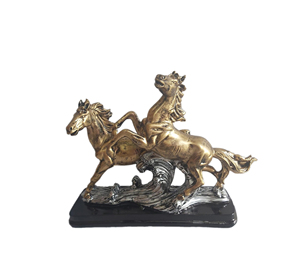 Handmade Modern Design Resin Running Horse Statue Good Luck Antiqued Finish for Feng Shui Vastu for Home Office Table Decor - Product Image 1