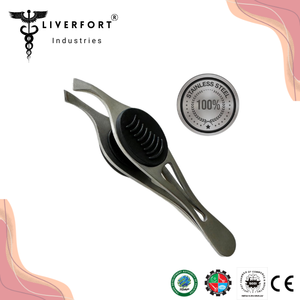 Pinzas profesionales de acero inoxidable para cejas, color rosa brillante, Punta Plana, astilla, depilación, cuidado de belleza Facial - Product Image 6