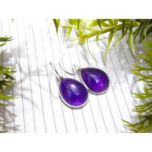 Pendientes de piedras preciosas cabujón de amatista para mujer, joyería de plata de ley 925 hecha a mano, accesorio de moda púrpura para regalos - Product Image 2