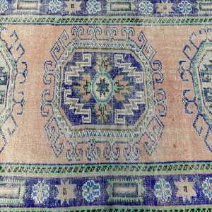 พรมขนาด 3.6x12.2 ฟุต, พรมตุรกีโบราณ, พรมขนสัตว์สีน้ำเงิน - Product Image 5