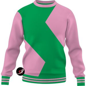 Green and Pink Pattern <b>Crewneck</b> Pullover cotton blended Alpha Kapa Alpha knitted Stretchable Classic Simple sweatshirt for men's - Product Image 1