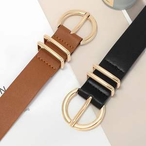 Venta al por mayor de las mujeres más tamaño de cuero genuino cinturones Casual cuero de vaca negro con hebilla de acero para Jeans Pantalones Vestido - Product Image 3