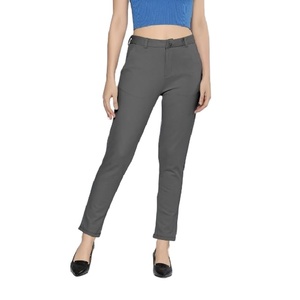 Pantalon droit formel en coton pour femmes Pantalon pour femmes de couleur unie pour dames Pantalon pour femmes à bas prix de BD - Product Image 6