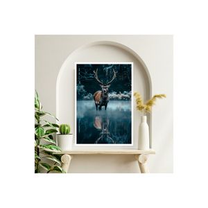 Surdimensionné 70x50cm Cerf Nature MDF Table Coloré Fané Qualité Cadre D'impression 47 Peintures D'animaux - Product Image 5