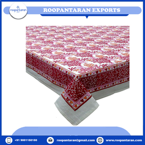 Último diseño 100% algodón mantel hecho a mano cubierta precio al por mayor para eventos de boda HandBlock impreso cubierta de mesa de algodón - Product Image 4