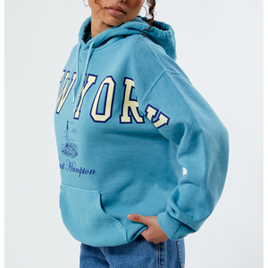 Nueva llegada de gran tamaño de las mujeres sudaderas con capucha 100% algodón gota hombro manga larga 3D serigrafía letras mujer chándal - Product Image 2