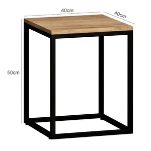 Ensemble de 2 tables d'appoint modernes avec dessus en bois rectangulaire et base en métal pour le salon et le bureau à domicile. - Product Image 3