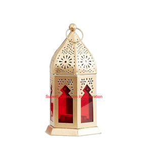 Premium Moroccan Style Metal Lantern <b>Table</b> <b>Lamp</b> Decorative Arabic Cutwork Black Iron Accent For Home Decor & Events Use - Product Image 2