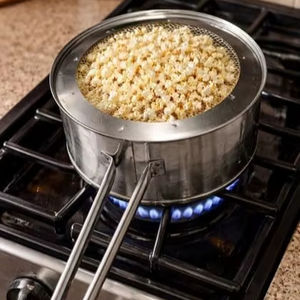 Olla Manual para Hacer Palomitas de Maíz Dorello de Aluminio con Colador, para Uso Doméstico, Palomitas de Maíz Fáciles y Saludables - Product Image 1
