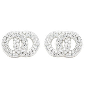 Modernos Pendientes de Doble Aro Chapados en Oro Rosa de 18K con Diseño Geométrico y Engaste de Circonitas para Uso Diario Femenino - Product Image 1